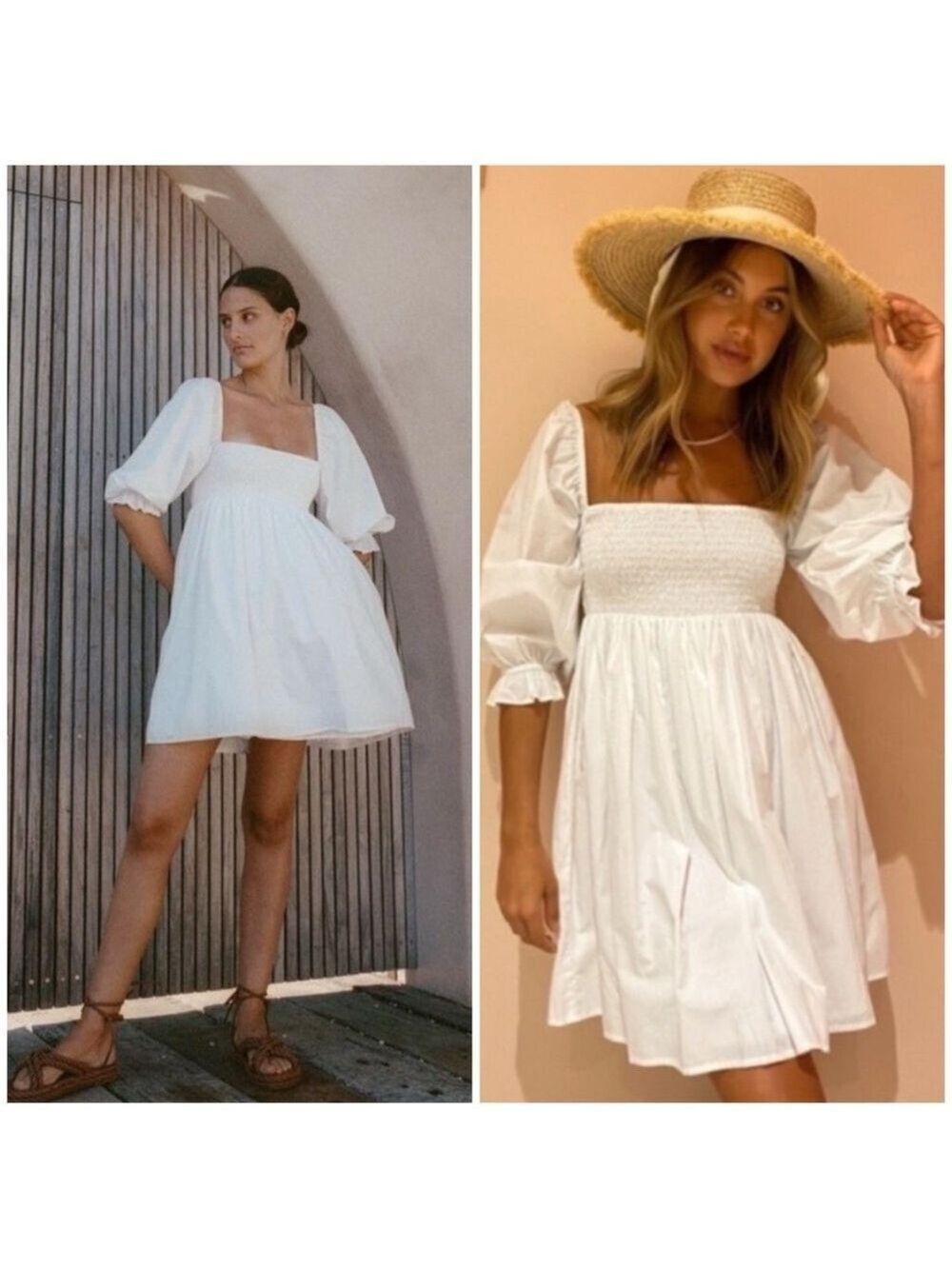 Faithfull The Brand Arles Puff Sleeve Mini Dress in White